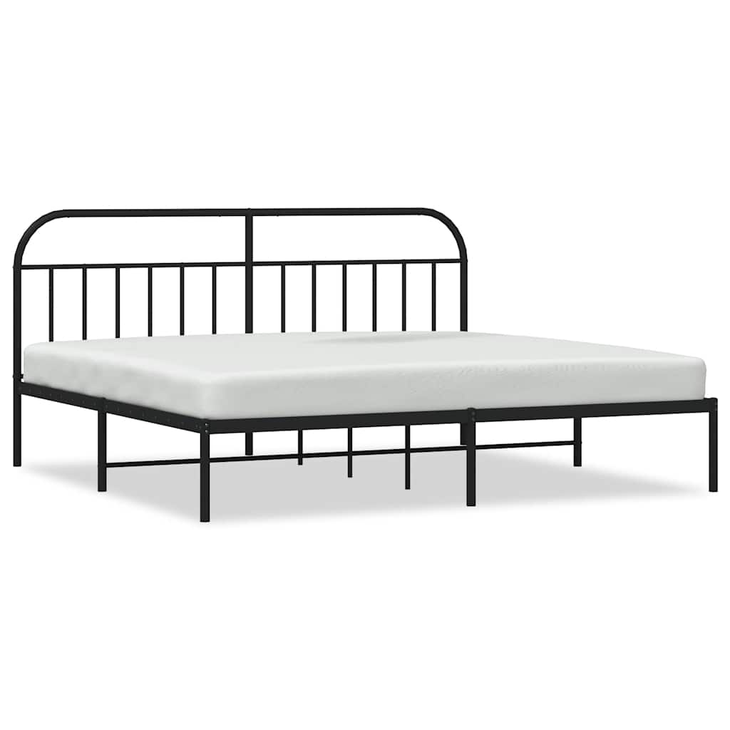 Bed Frame Black Powder-Coated Steel Full Bed Frame Rectangular