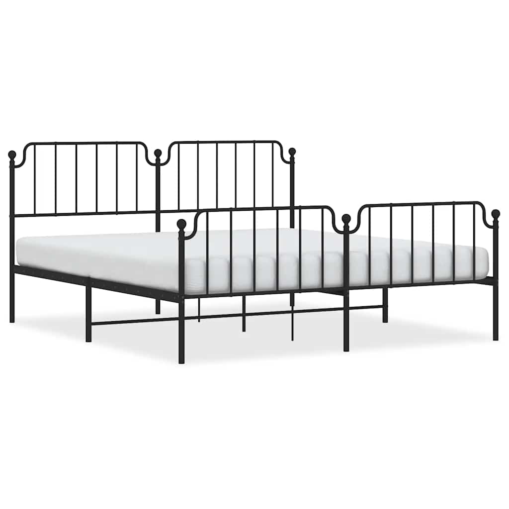 Bed Frame Black Powder-Coated Steel Full Bed Frame Rectangular