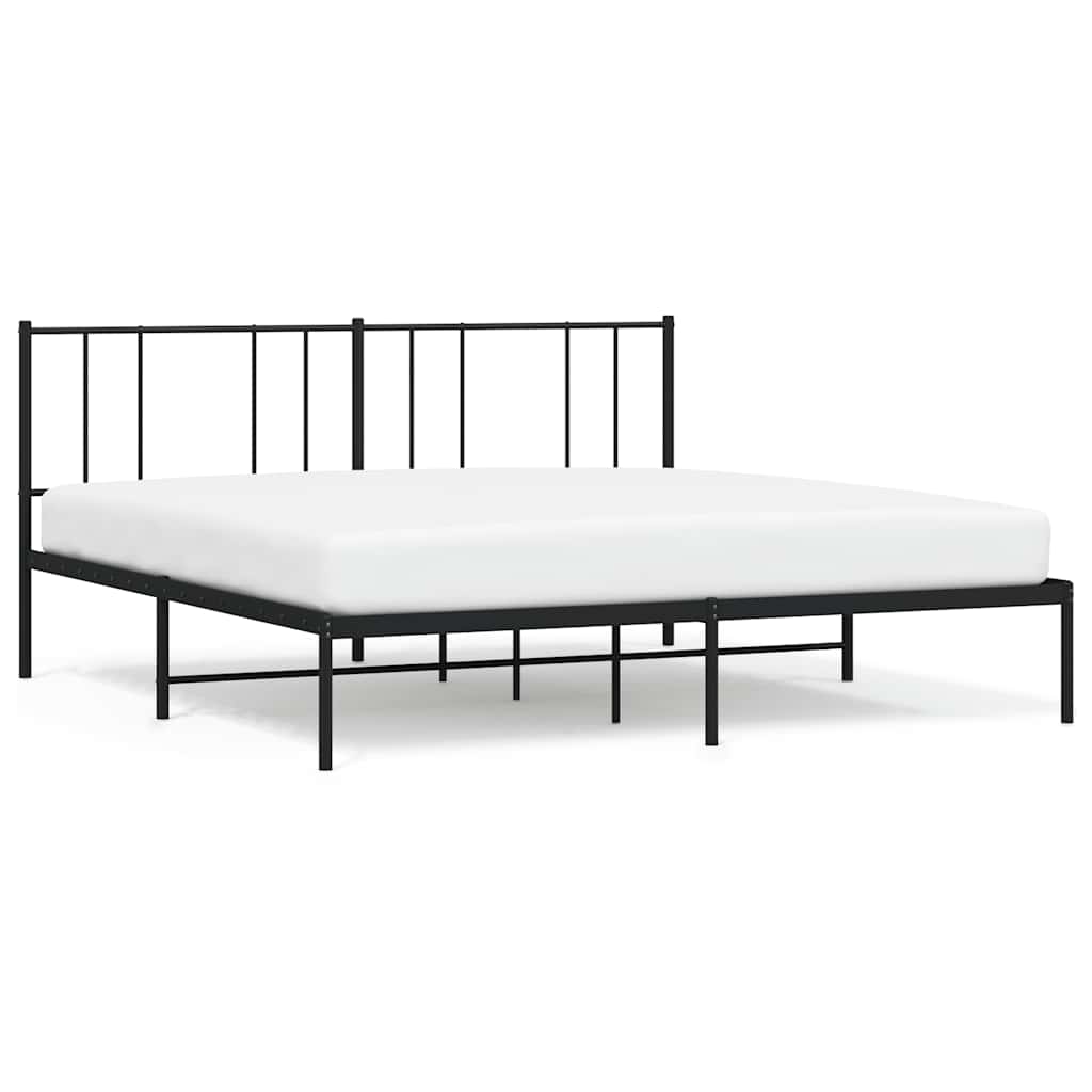 Bed Frame Black Powder-Coated Steel Full Bed Frame Rectangular