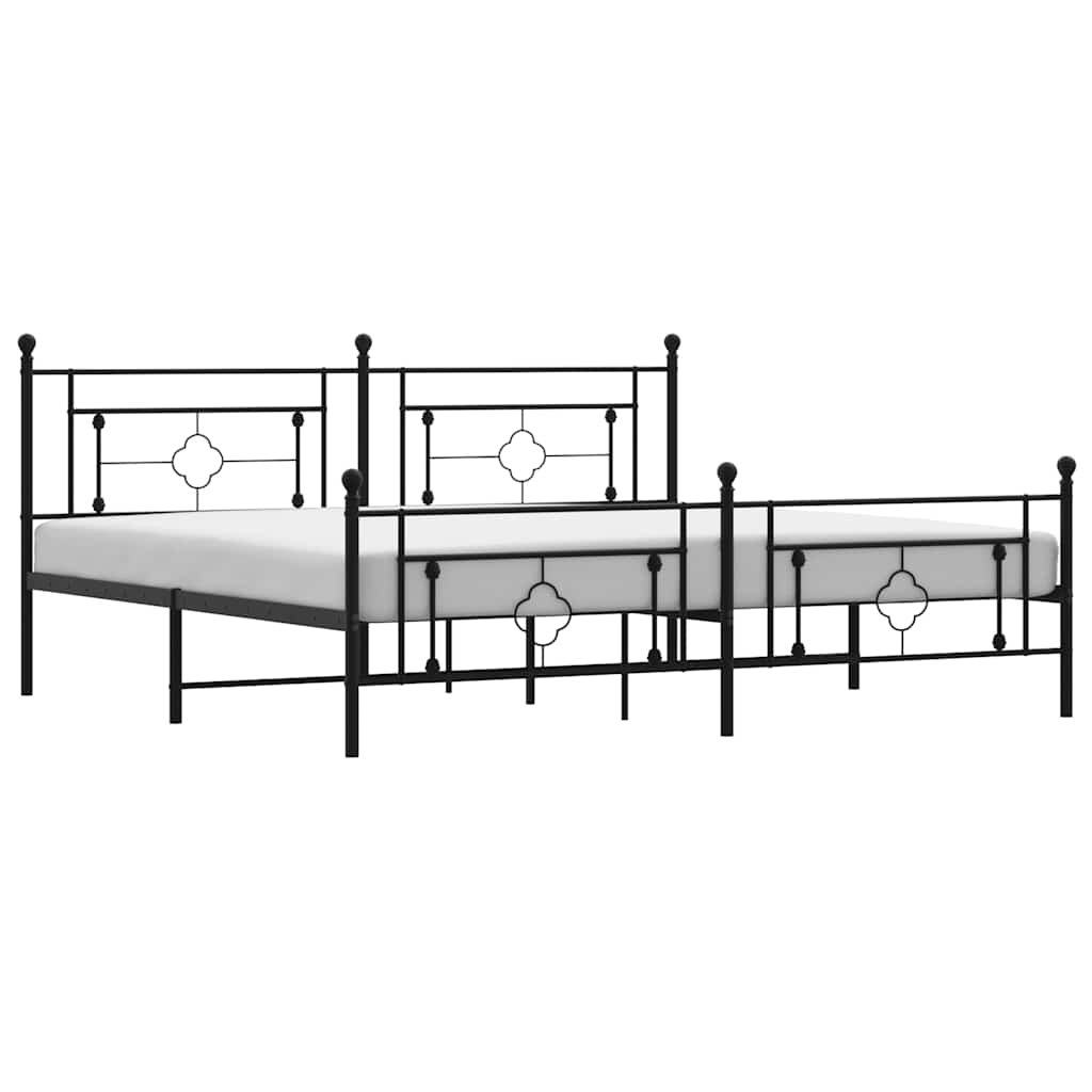 Bed Frame Black Powder-Coated Steel Full Stylish and Durable