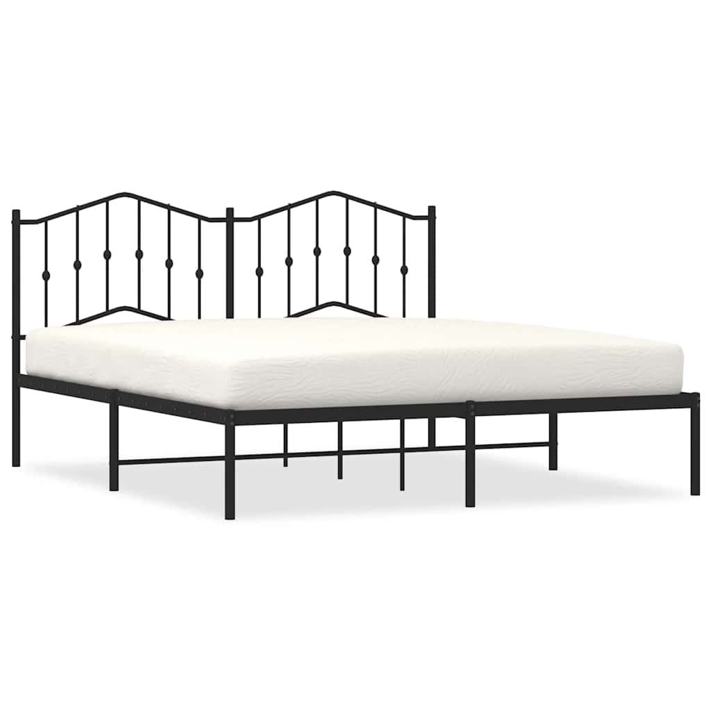 Bed Frame Black Powder-coated steel King Bed Frame Rectangular