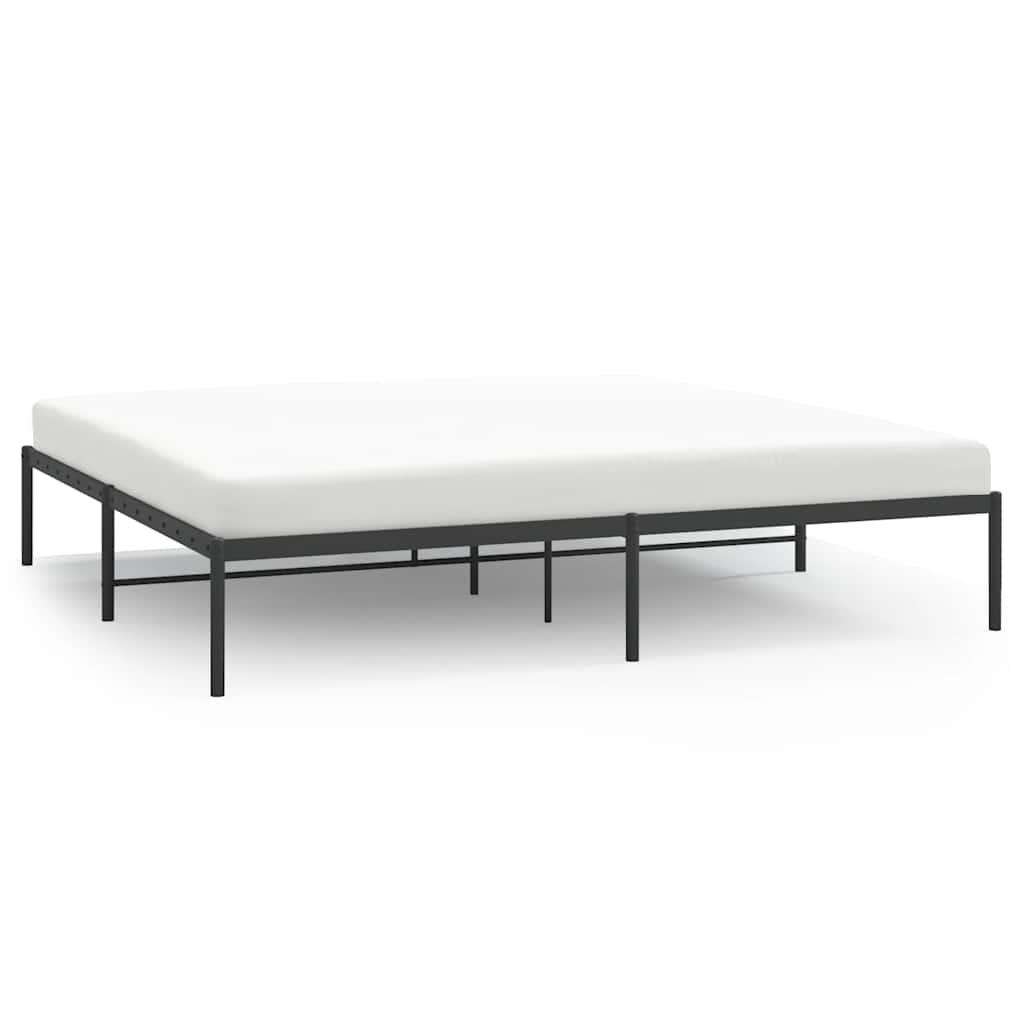 Bed Frame Black Powder-Coated Steel King Bed Frame Rectangular