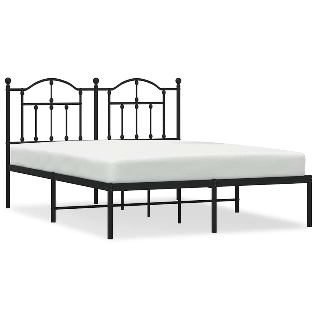 Bed Frame Black Powder-Coated Steel King Size Bed Frame