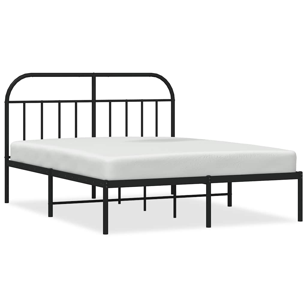 Bed Frame Black Powder-Coated Steel King Size Bed Frame
