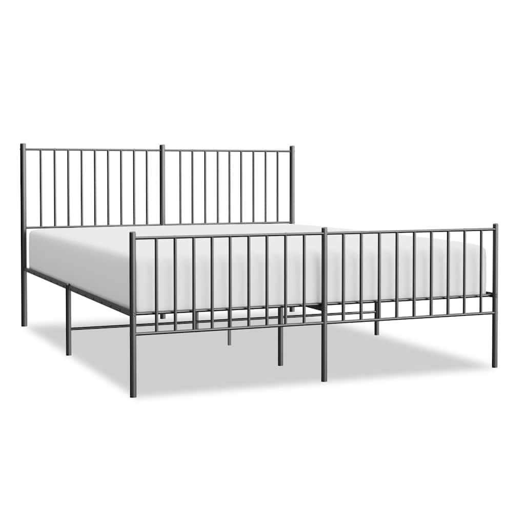 Bed Frame Black Powder-Coated Steel King Size Classic/Traditional