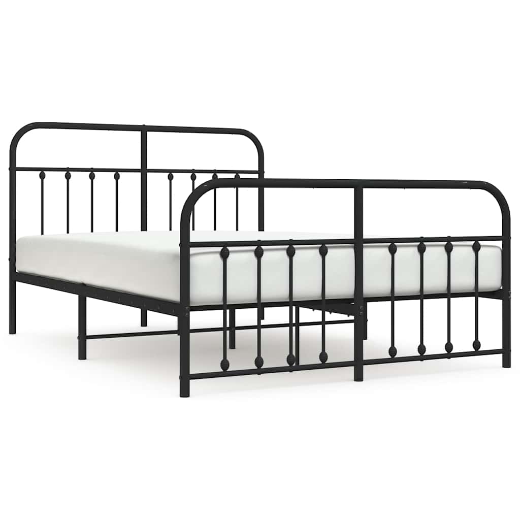 Bed Frame Black Powder-Coated Steel King Size