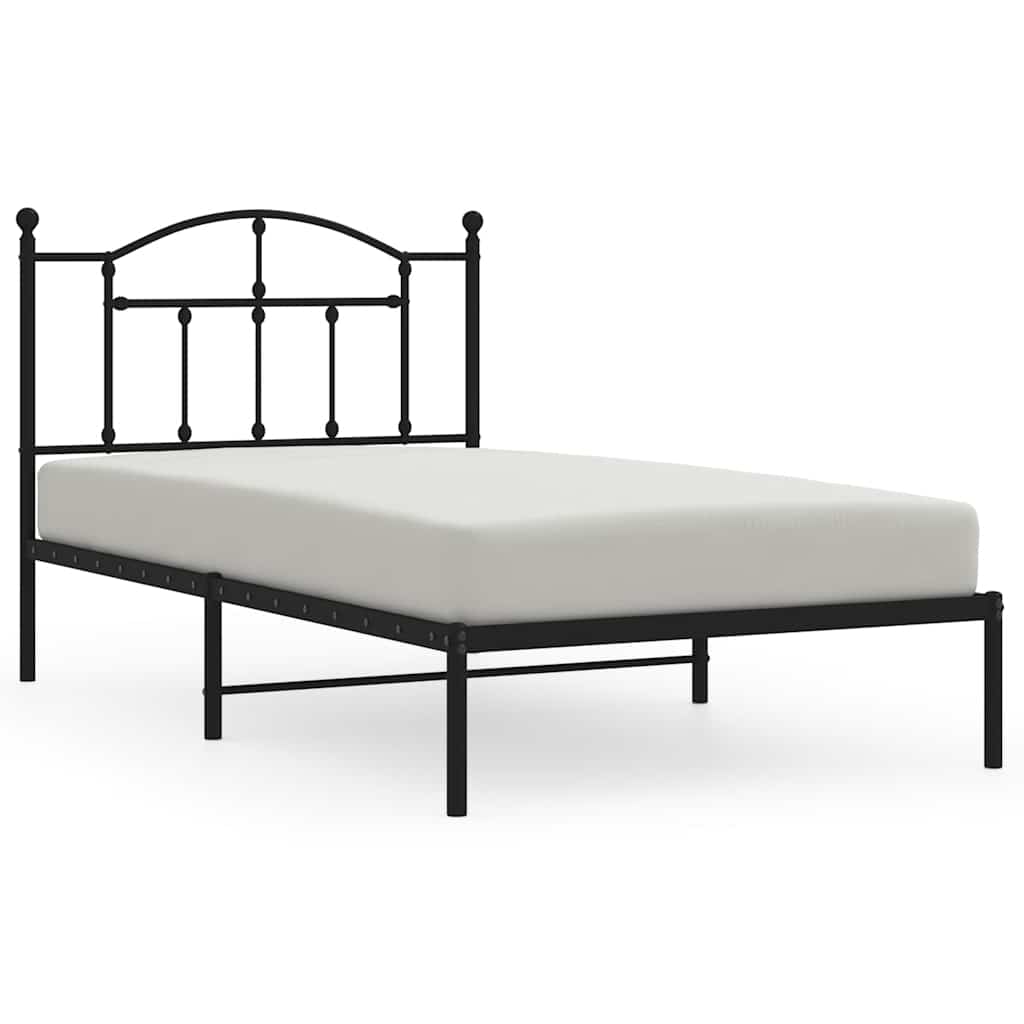 Bed Frame Black Powder-Coated Steel Single Bed Frame