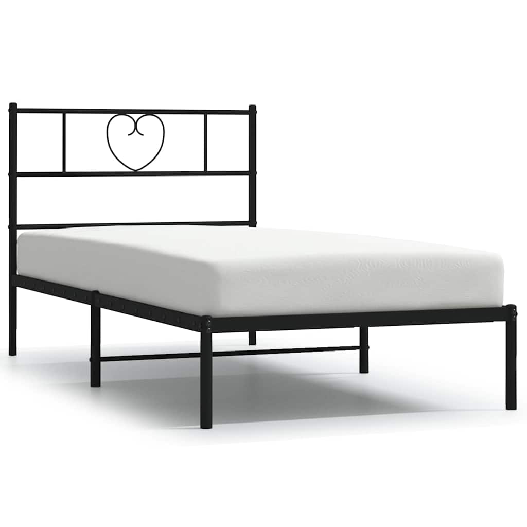 Bed Frame Black Powder-Coated Steel Single Bed Frame