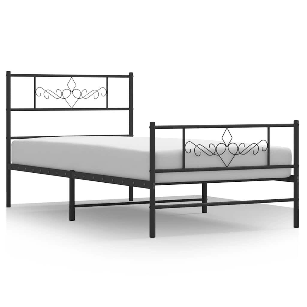 Bed Frame Black Powder-Coated Steel Single Bed Frame