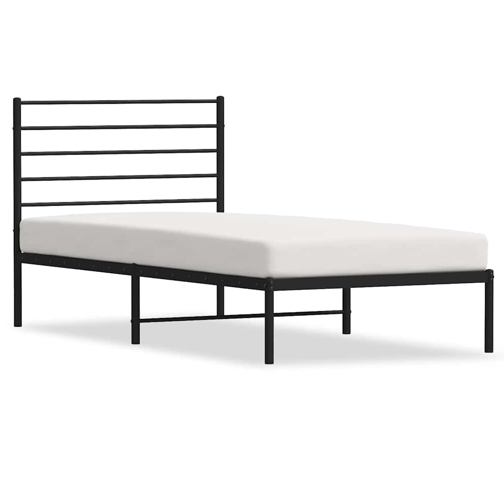 Bed Frame Black Powder-Coated Steel Single Bed Frame