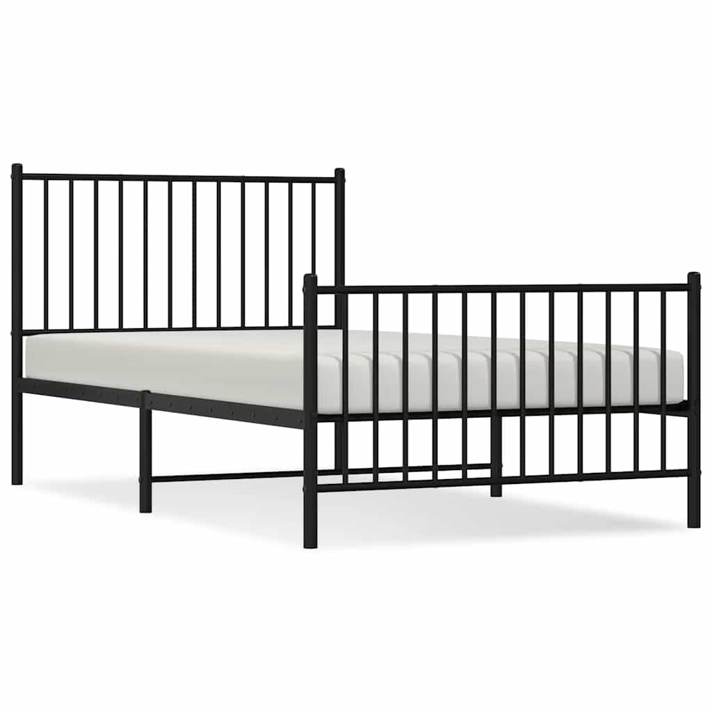 Bed Frame Black Powder-Coated Steel Single Bed Frame