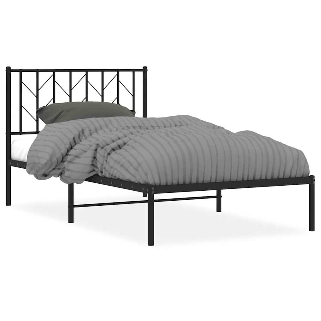 Bed Frame Black Powder-Coated Steel Single Bed Frame