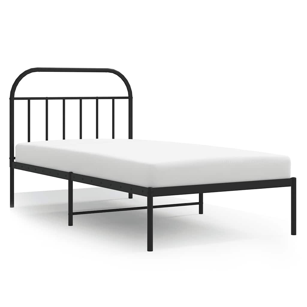 Bed Frame Black Powder-Coated Steel Single Bed Frame