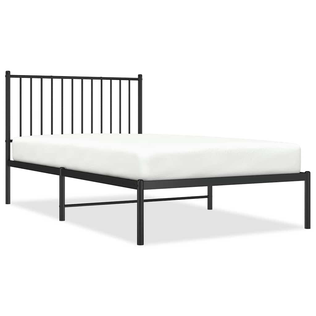 Bed Frame Black Powder-Coated Steel Twin Bed Frame Rectangular