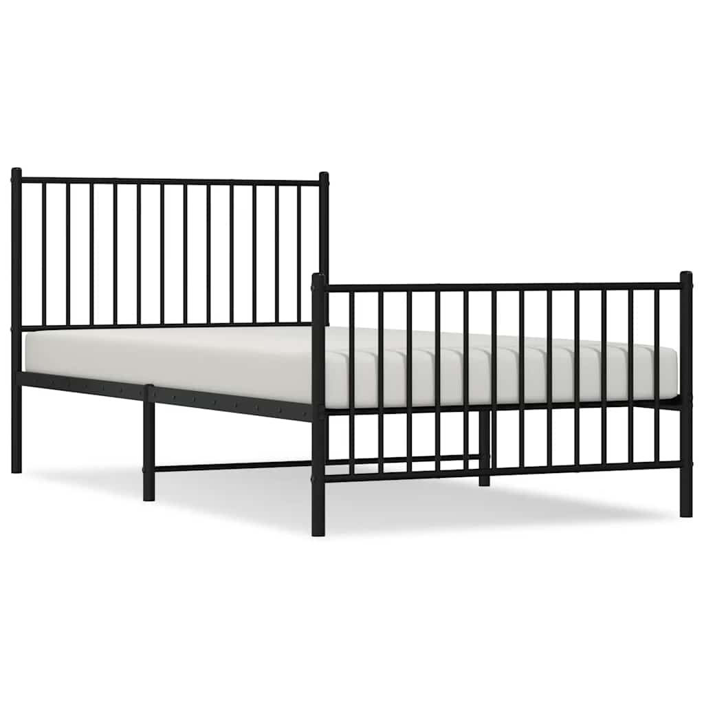 Bed Frame Black Powder-coated steel Twin Bed Frame Rectangular