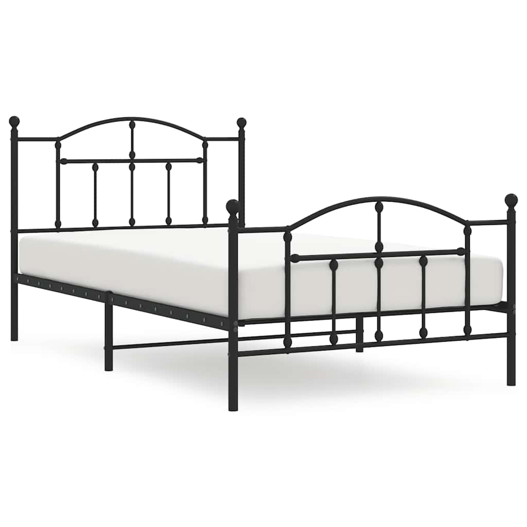 Bed Frame Black Powder-coated steel Twin Bed Frame Rectangular