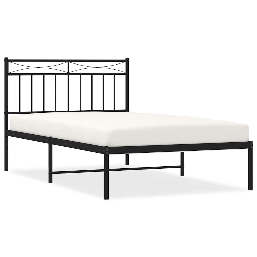 Bed Frame Black Powder-Coated Steel Twin Bed Frame Rectangular