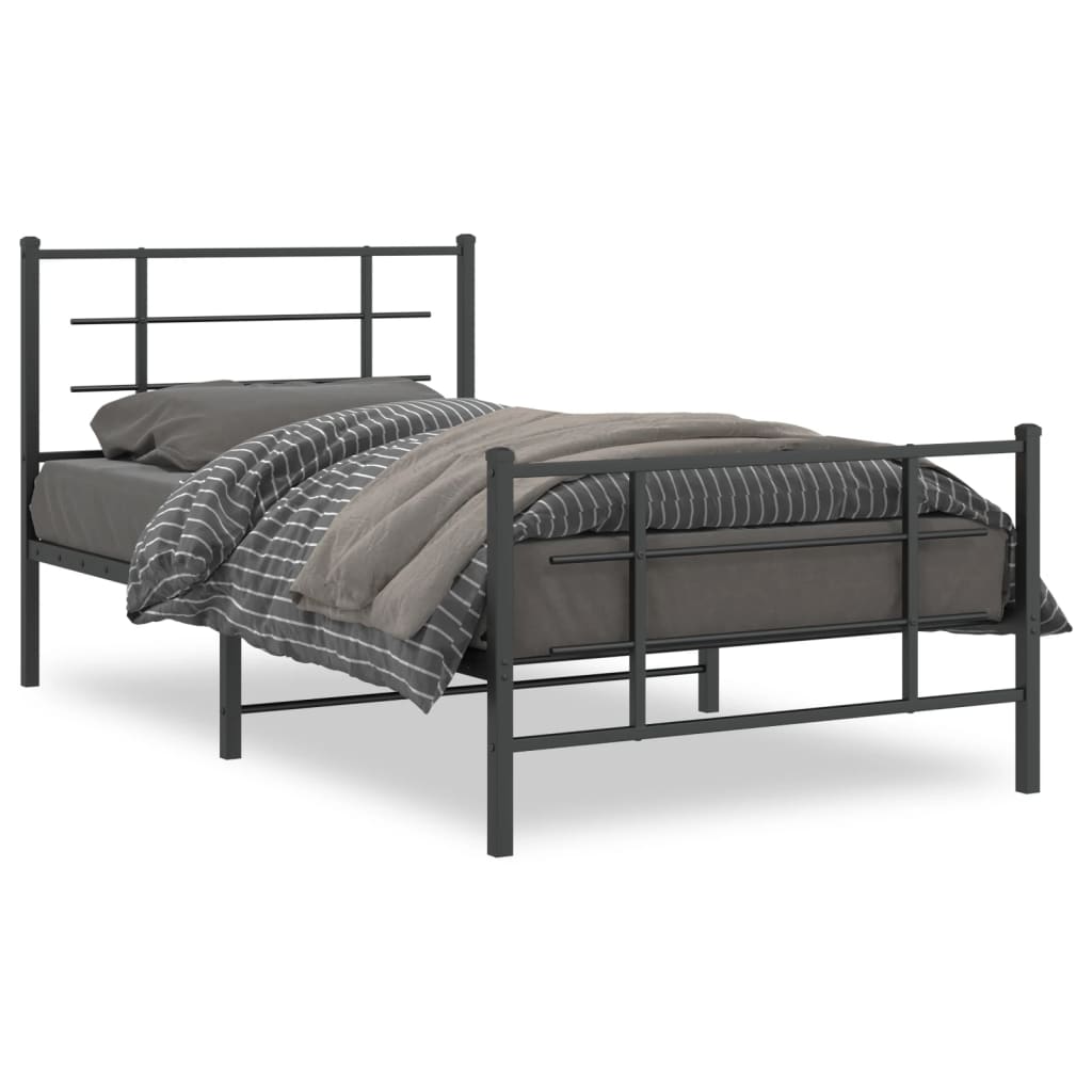 Bed Frame Black Powder-coated steel Twin Bed Frame Rectangular