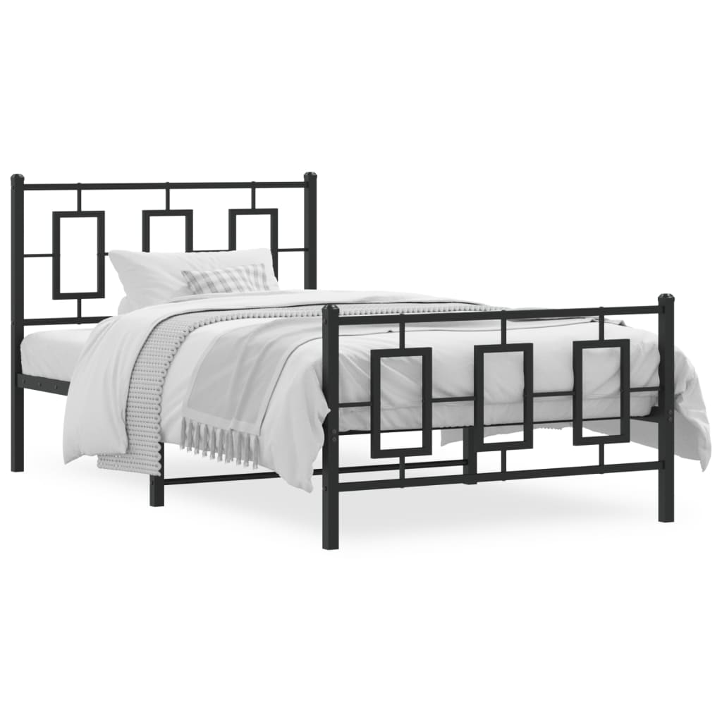 Bed Frame Black Powder-coated steel Twin Bed Frame Rectangular