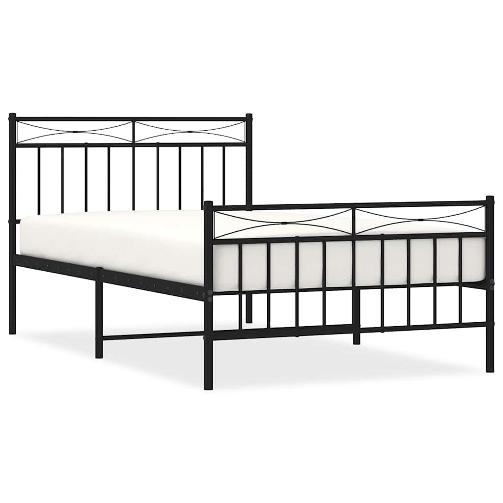 Bed Frame Black Powder-Coated Steel Twin Bed Frame Rectangular
