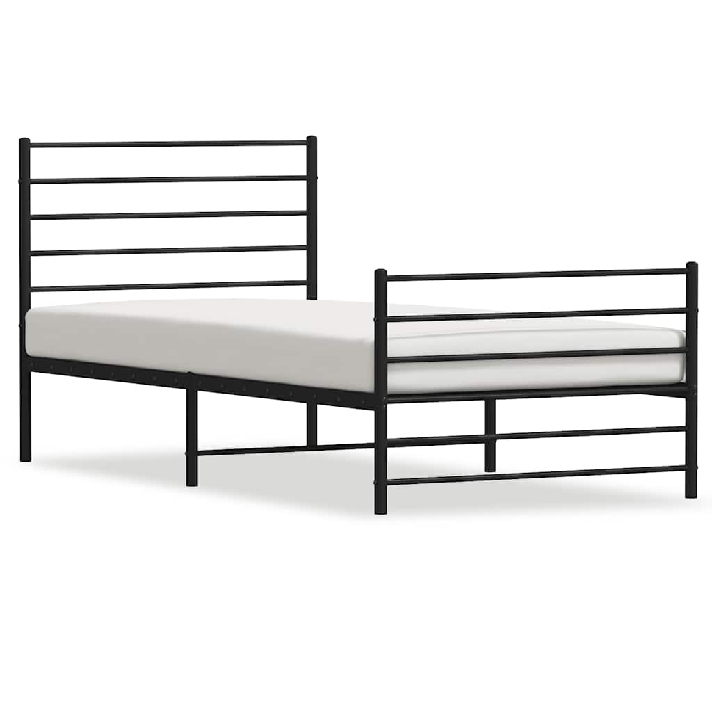 Bed Frame Black Powder-Coated Steel Twin Bed Frame Rectangular