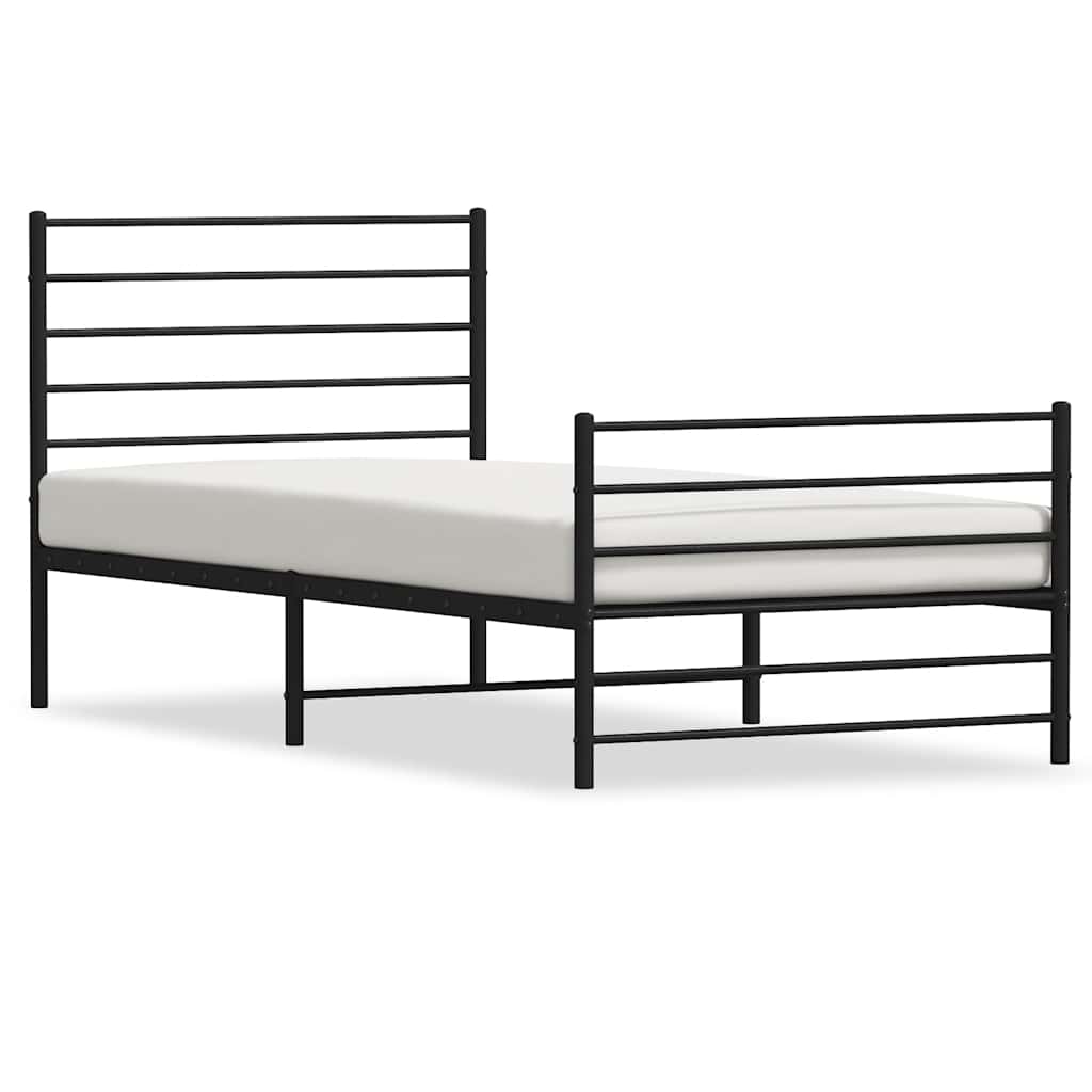Bed Frame Black Powder-Coated Steel Twin Bed Frame Rectangular