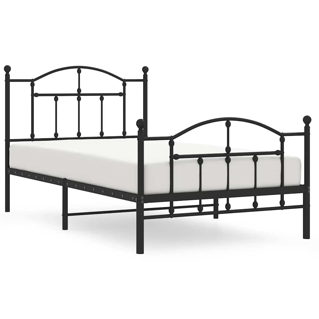 Bed Frame Black Powder-coated steel Twin Bed Frame Rectangular