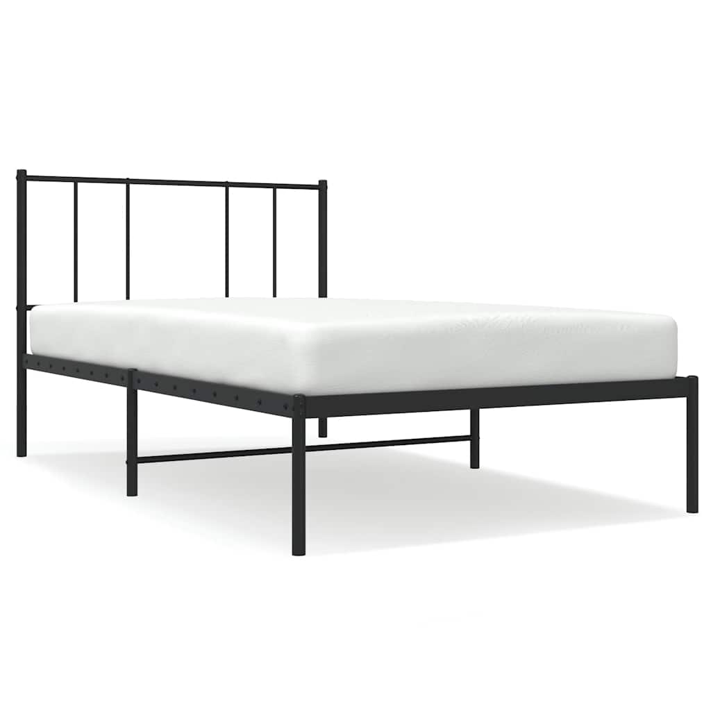 Bed Frame Black Powder-Coated Steel Twin Durable Bed Frame