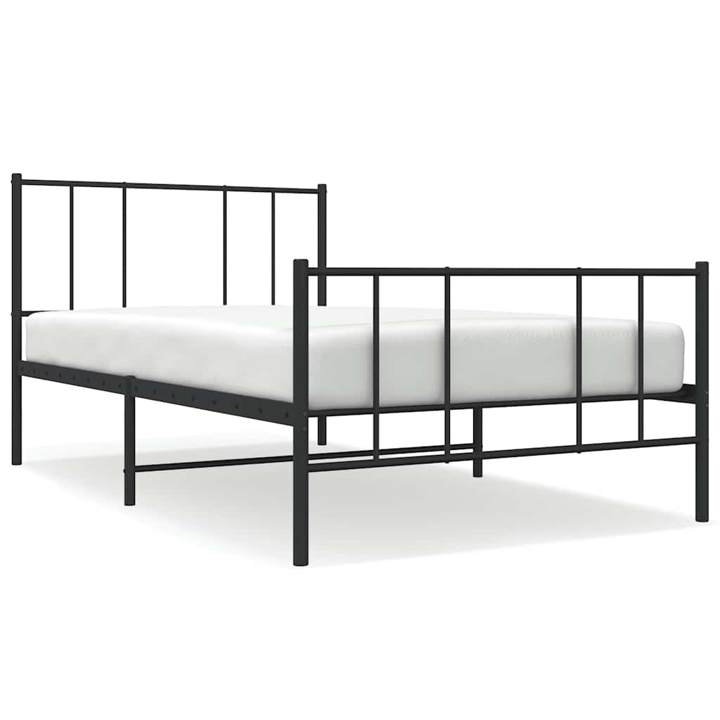 Bed Frame Black Steel 39.4 x 74.8 in Bed Frame Rectangular