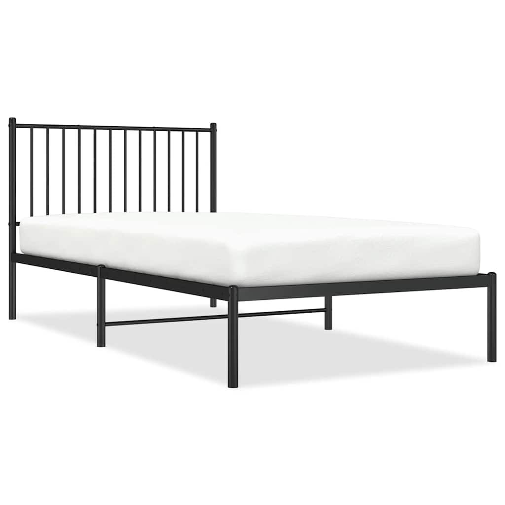 Bed Frame Black Steel 39.4 x 78.7 in Bed Frame Rectangular