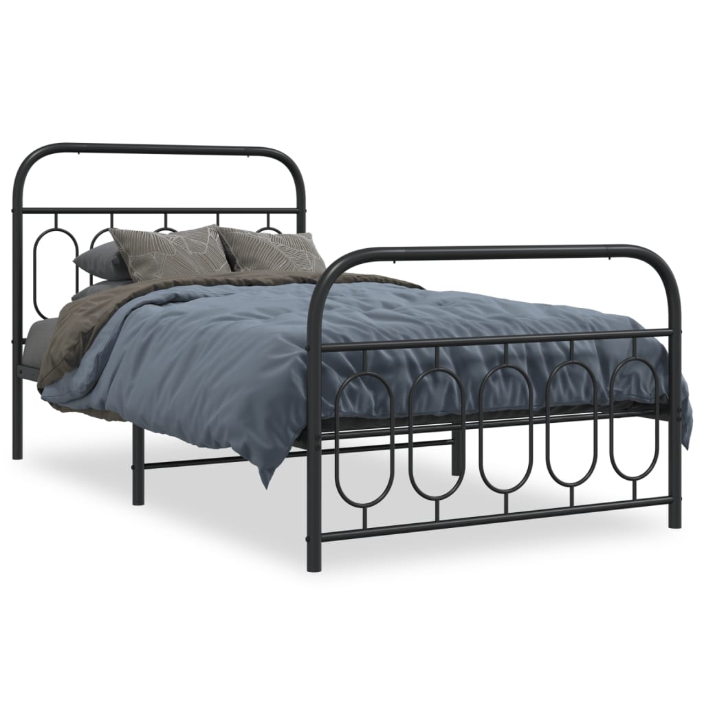 Bed Frame Black Steel 39.4 x 78.7 in Bed Frame Rectangular
