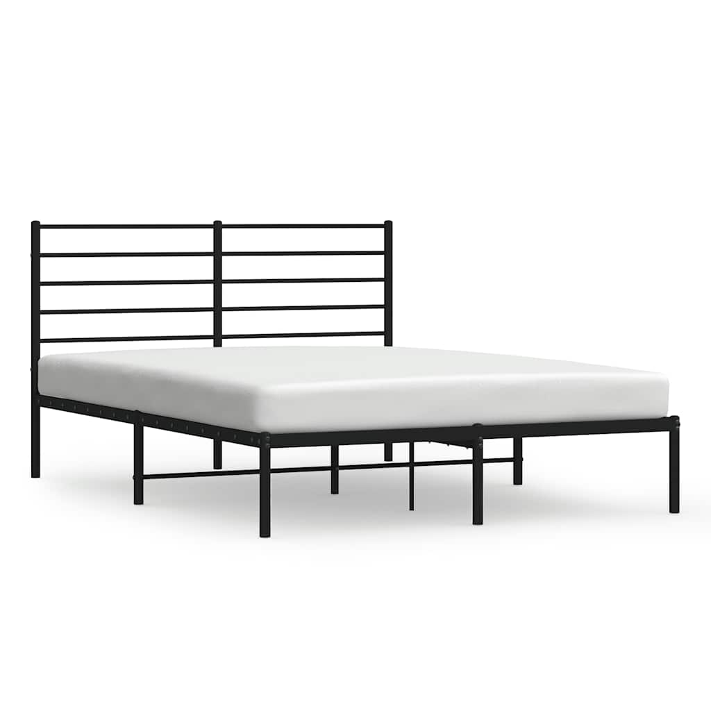 Bed Frame Black Steel 48.4x78.7 in Bed Frame Rectangular