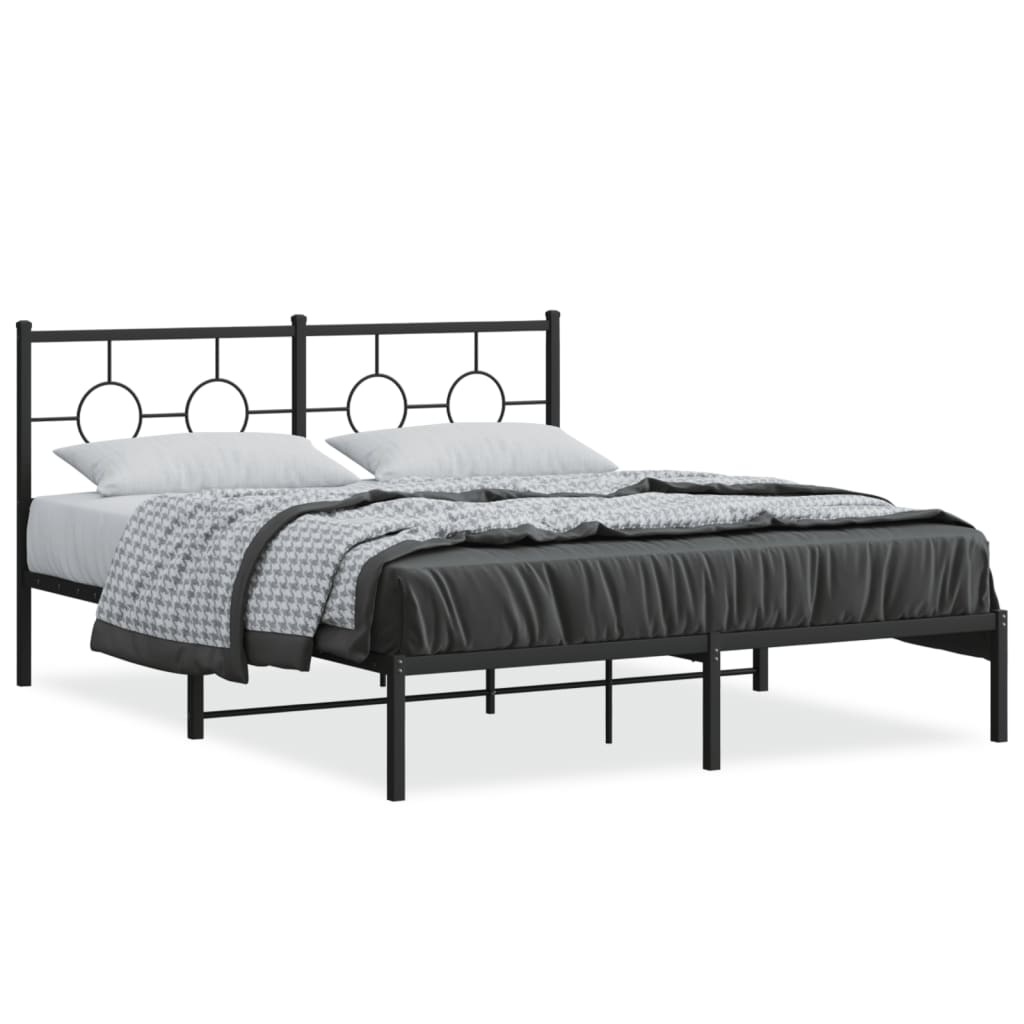 Bed Frame Black Steel 59x79 in King Size Industrial Bed Frame