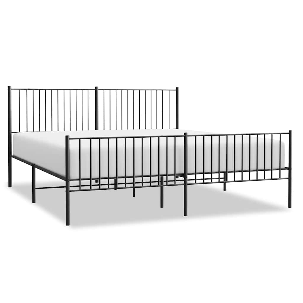 Bed Frame Black Steel 76 x 80 in Rectangular Durable