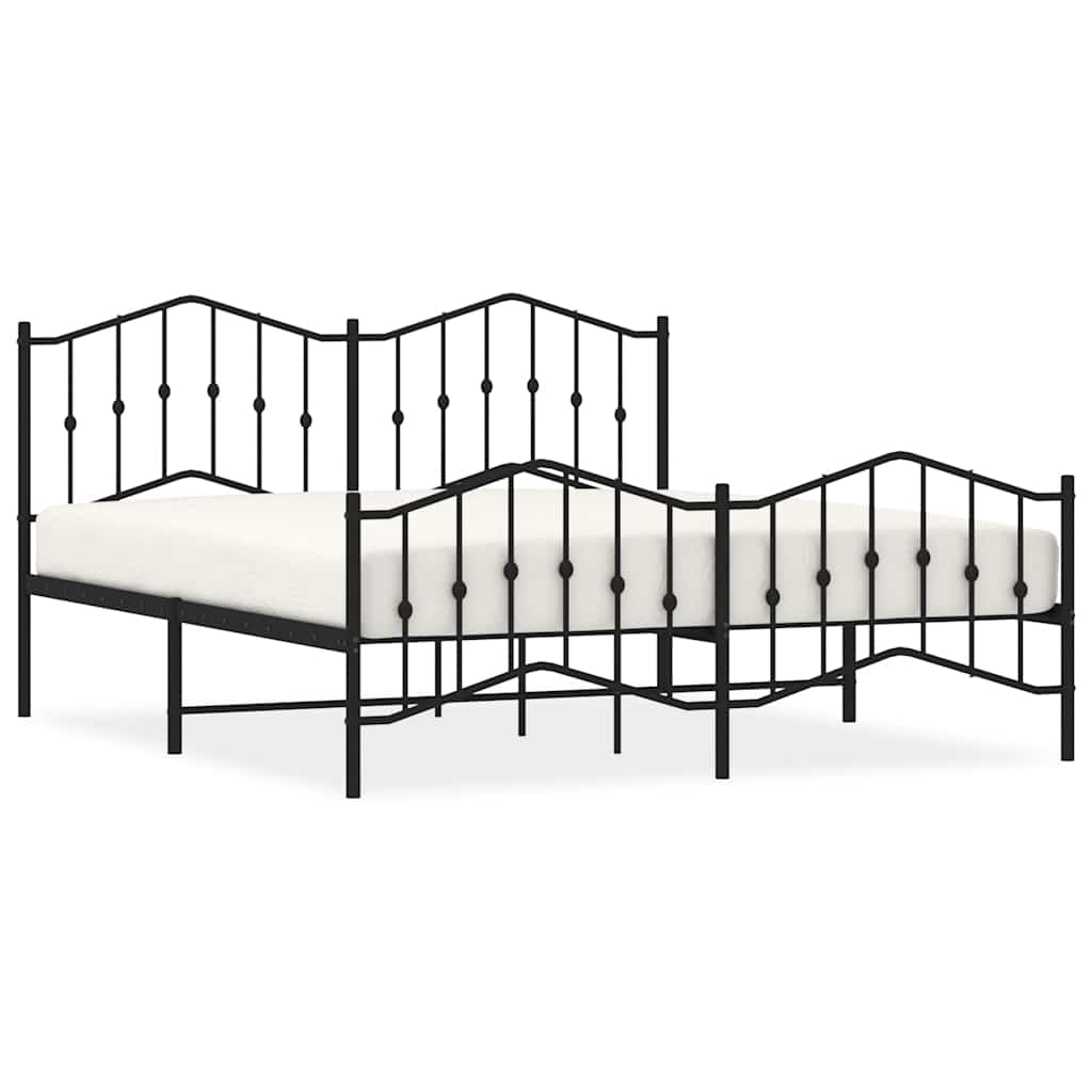 Bed Frame Black Steel Double Bed Frame Rectangular Modern