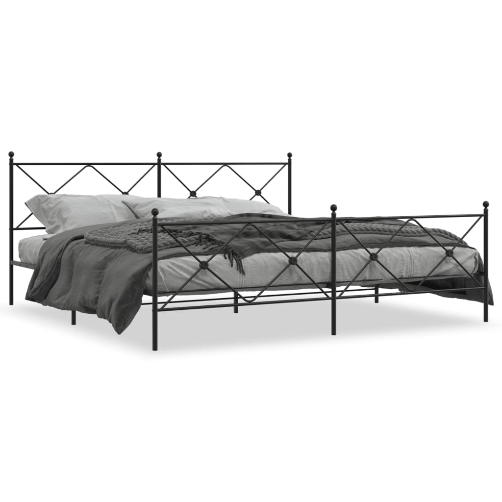 Bed Frame Black Steel Double Bed Frame Rectangular