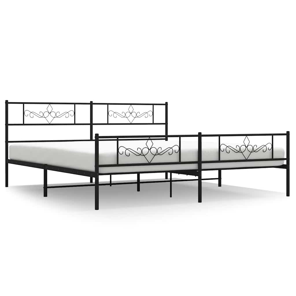Bed Frame Black Steel Double Modern Bed Frame Rectangular