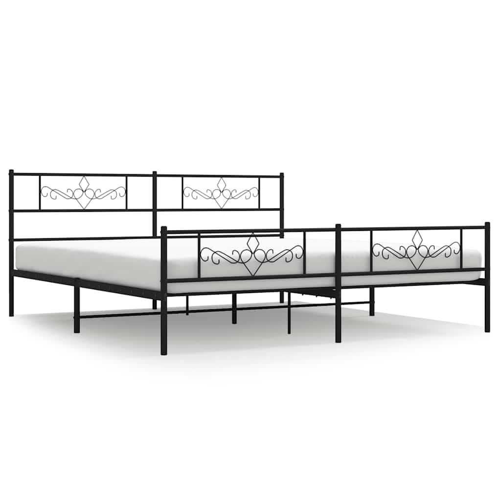 Bed Frame Black Steel Double Modern Bed Frame Rectangular