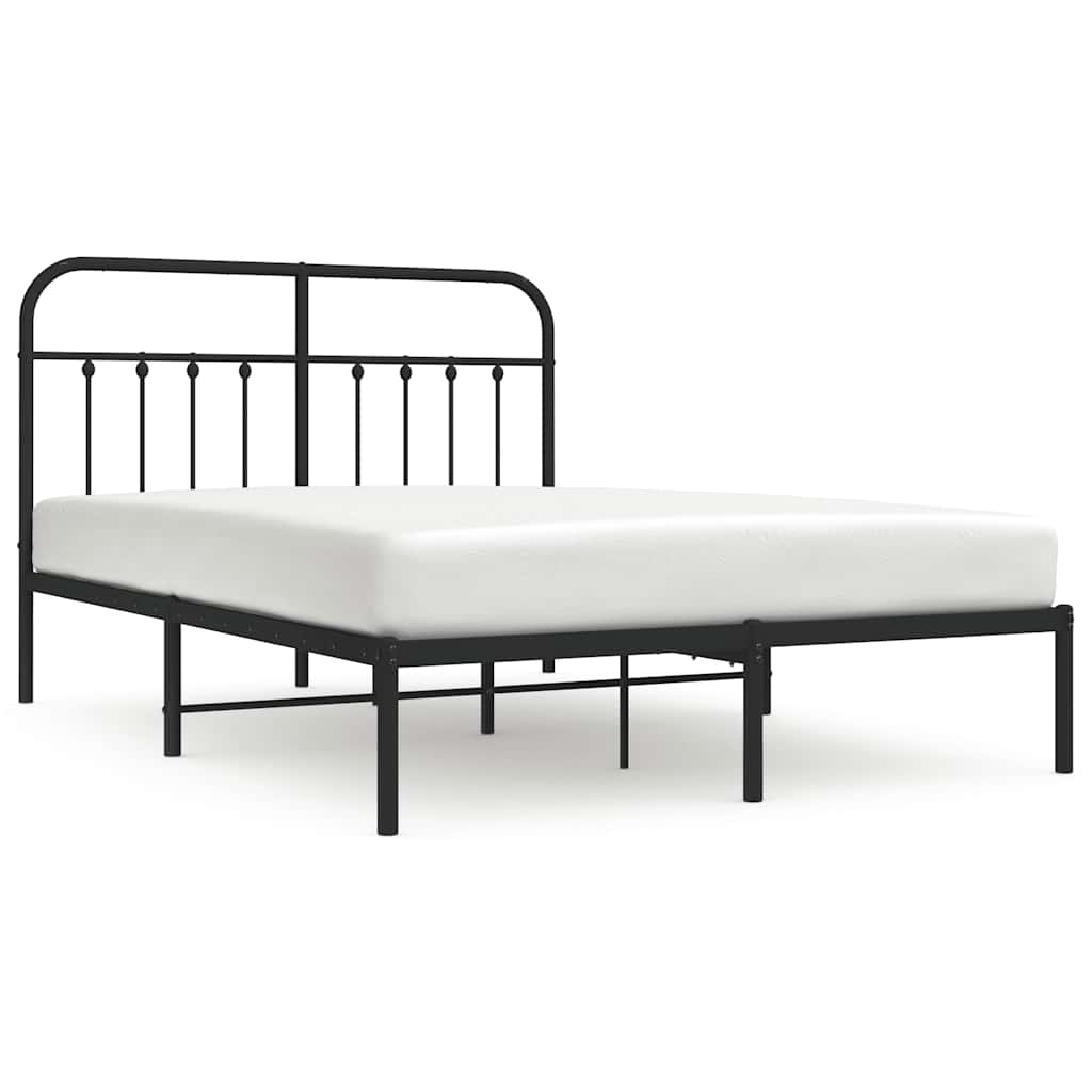 Bed Frame Black Steel Double Sturdy Bed Frame Rectangular