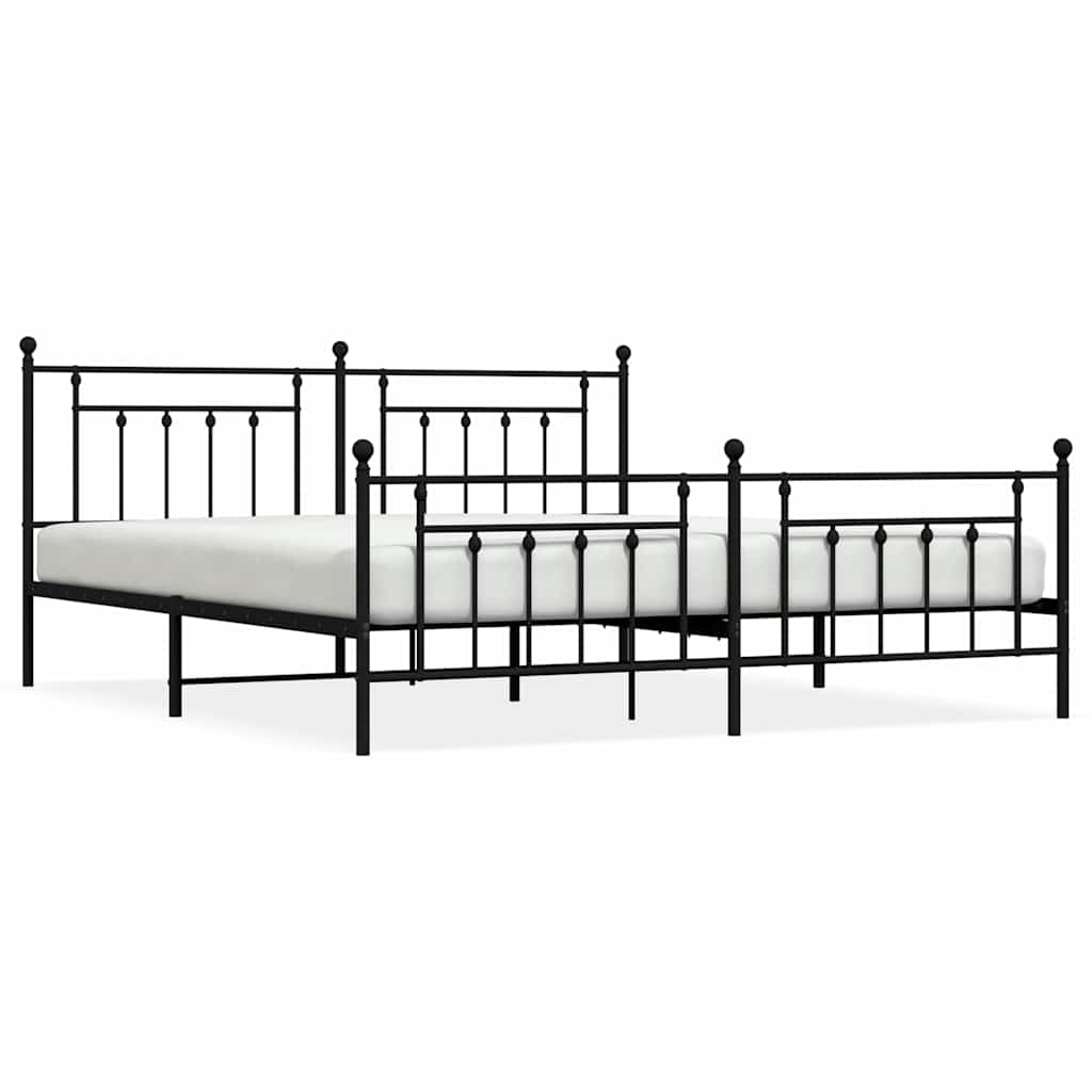 Bed Frame Black Steel Full Bed Frame Rectangular Industrial