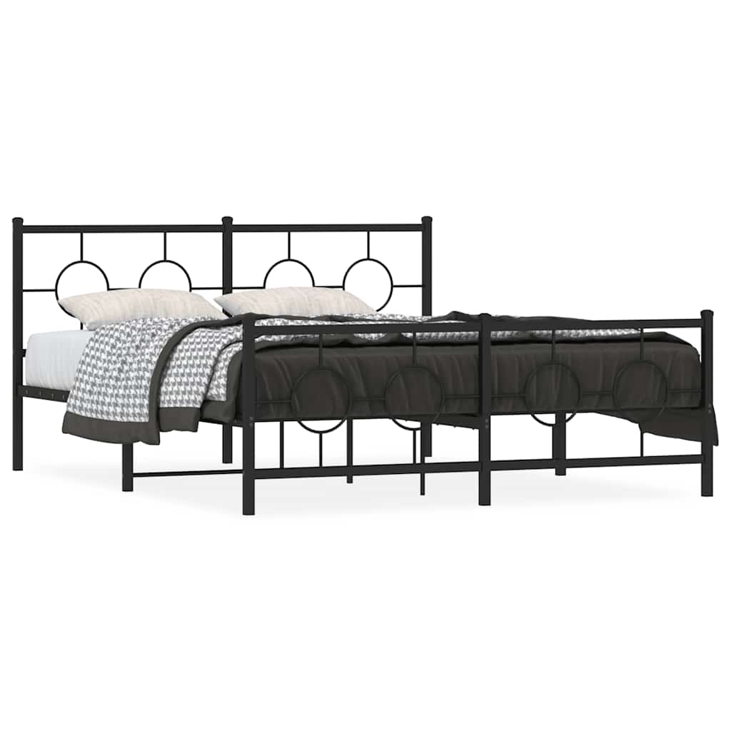 Bed Frame Black Steel Full Bed Frame Rectangular Industrial