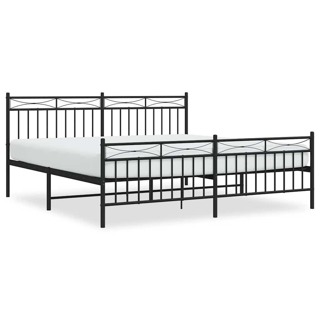 Bed Frame Black Steel Full Bed Frame Rectangular Modern