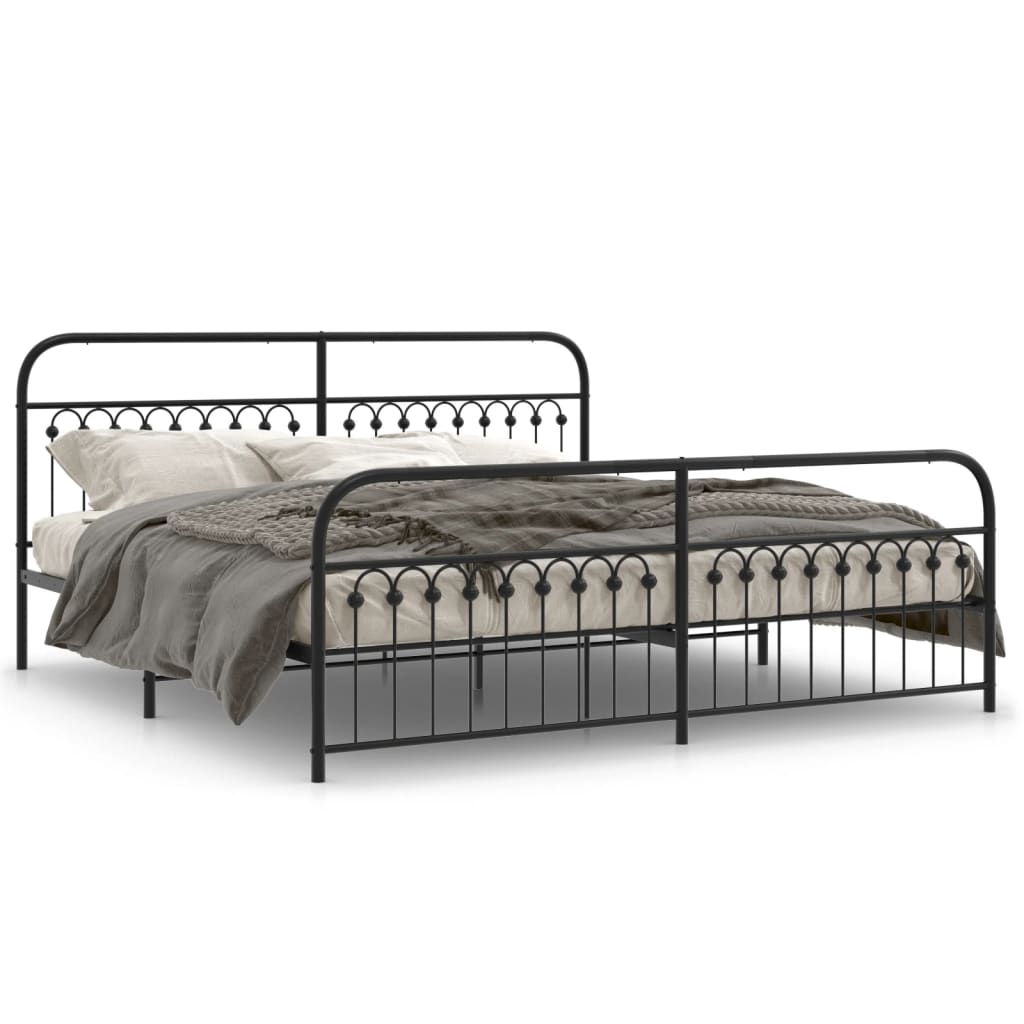 Bed Frame Black Steel Full Bed Frame Rectangular Modern