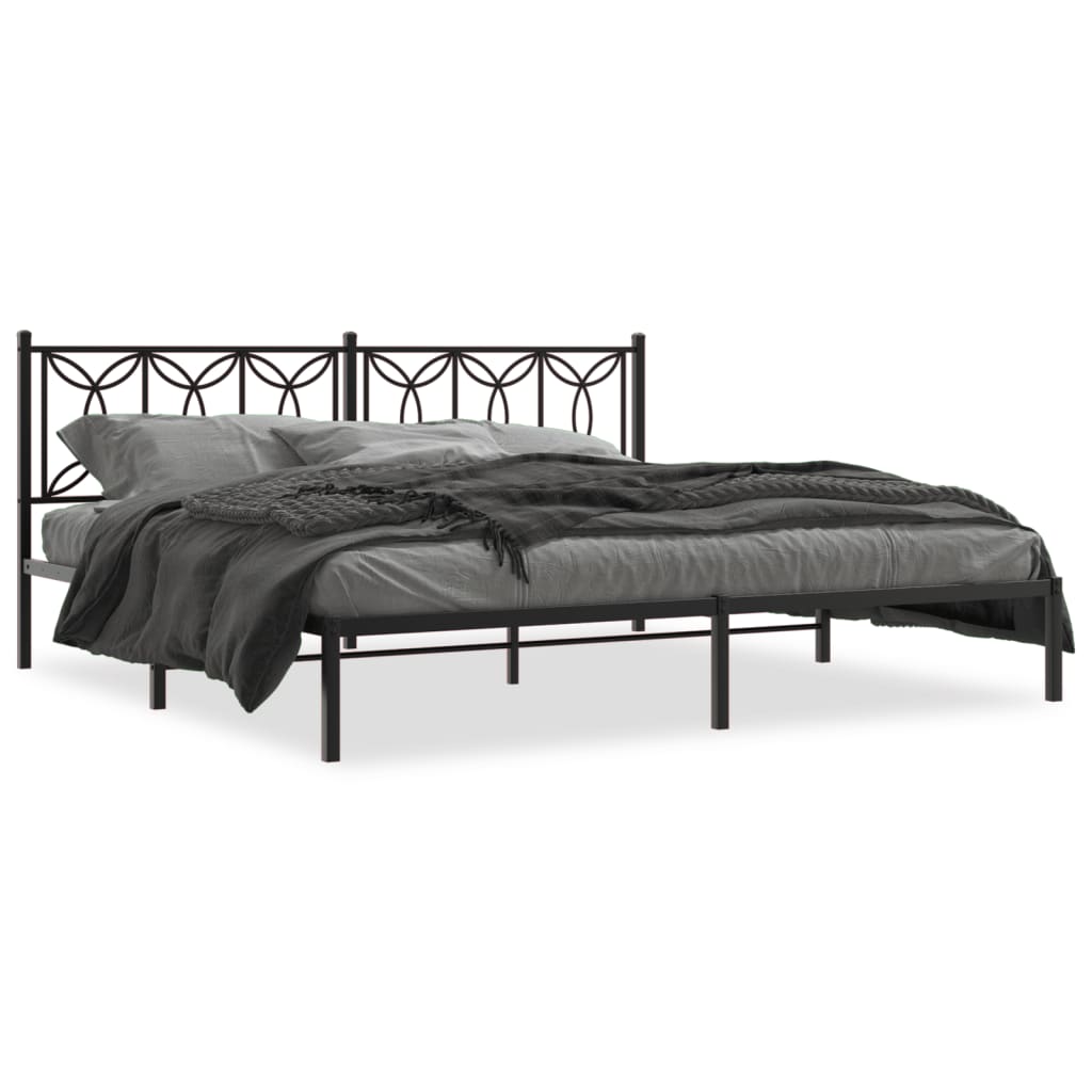 Bed Frame Black Steel Full Bed Frame Rectangular Modern
