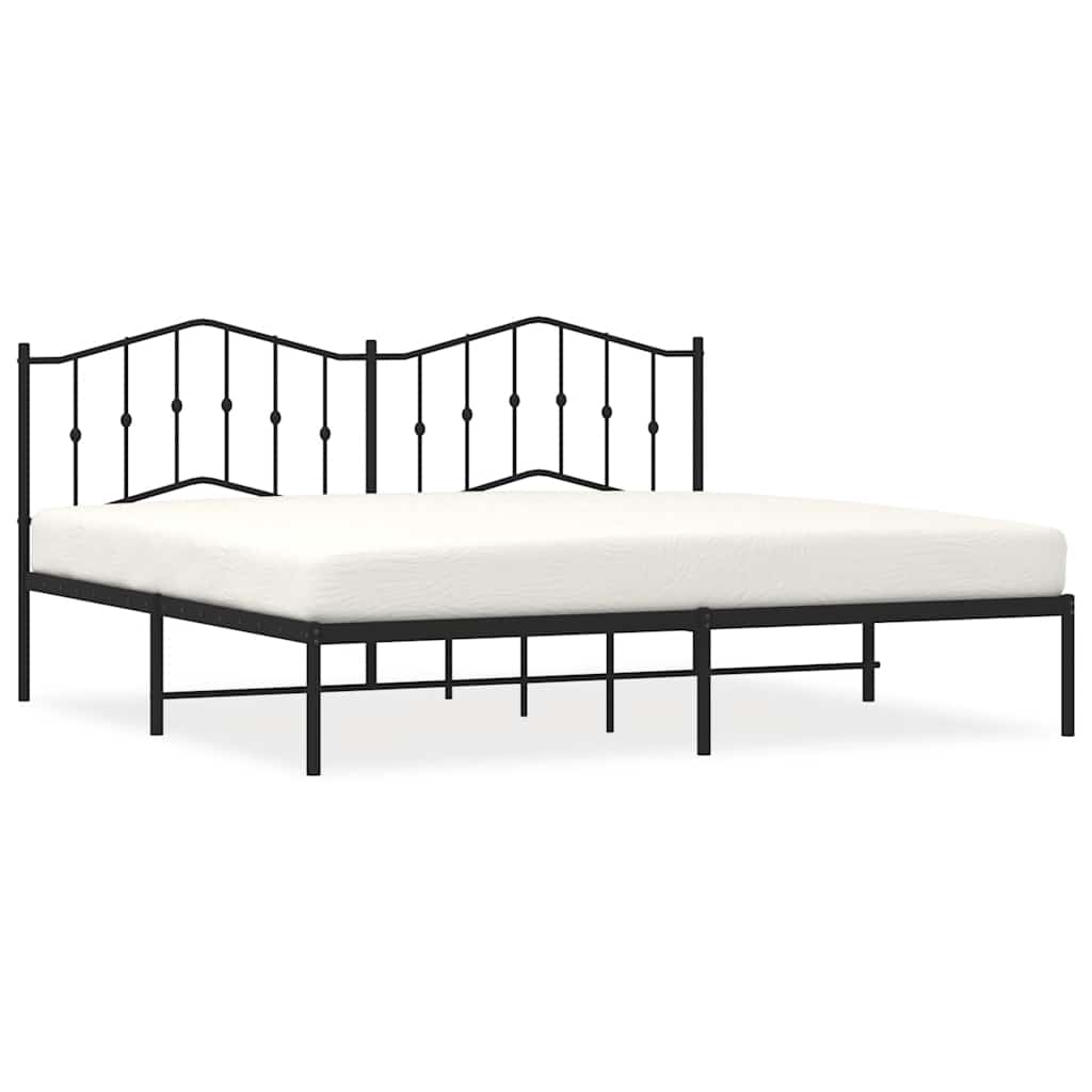 Bed Frame Black Steel Full Bed Frame Rectangular Modern