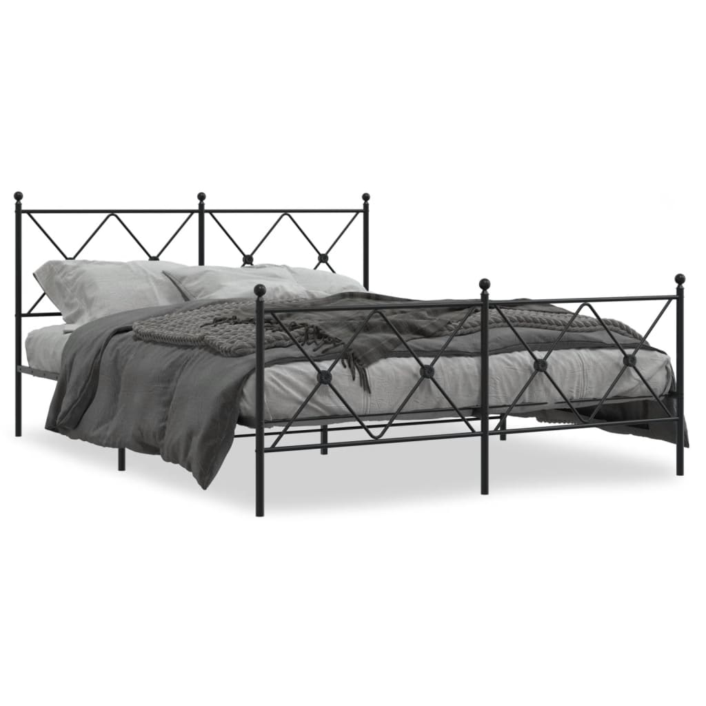 Bed Frame Black Steel King Bed Frame Rectangular Traditional