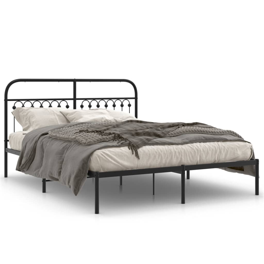 Bed Frame Black Steel King Bed Frame Rectangular Traditional