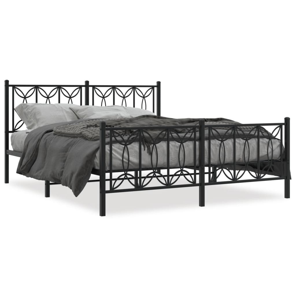 Bed Frame Black Steel King Size Bed Frame Rectangular Modern