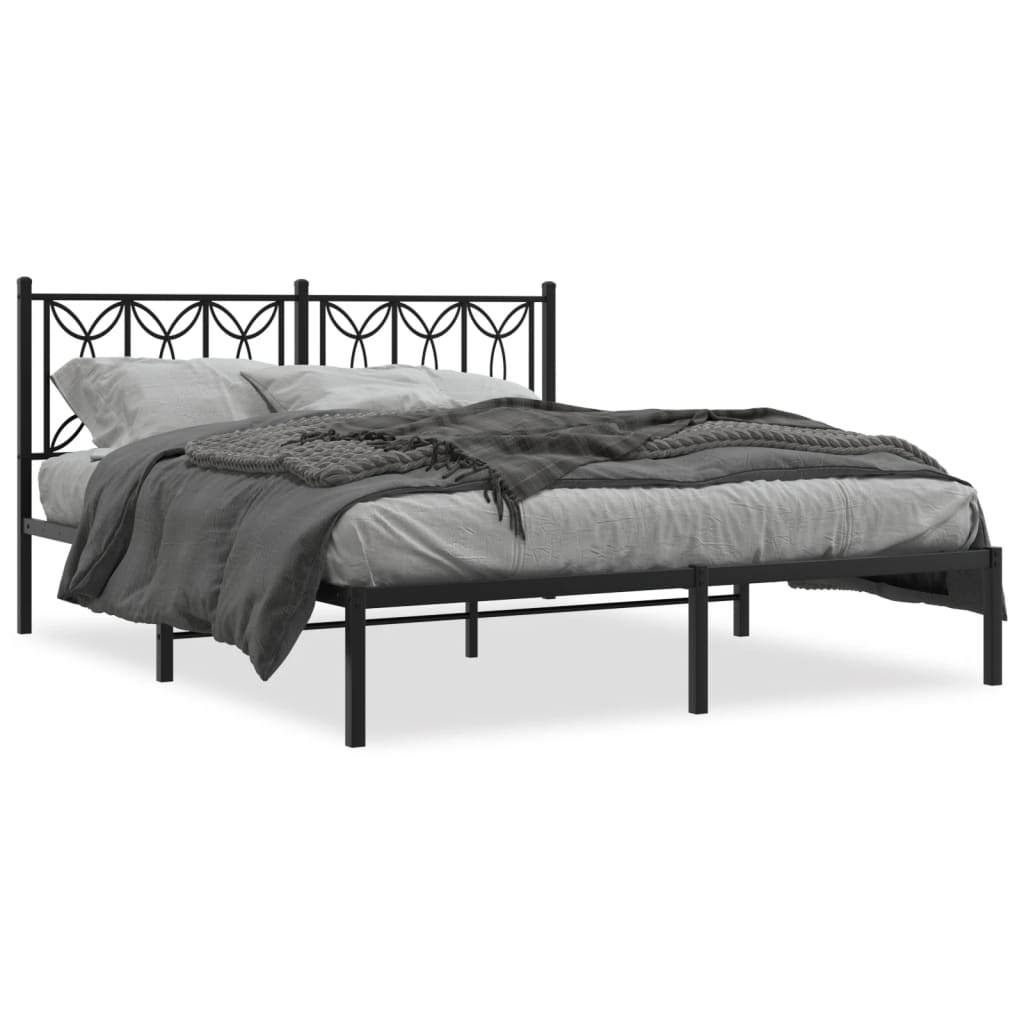 Bed Frame Black Steel King Size Bed Frame Rectangular Modern