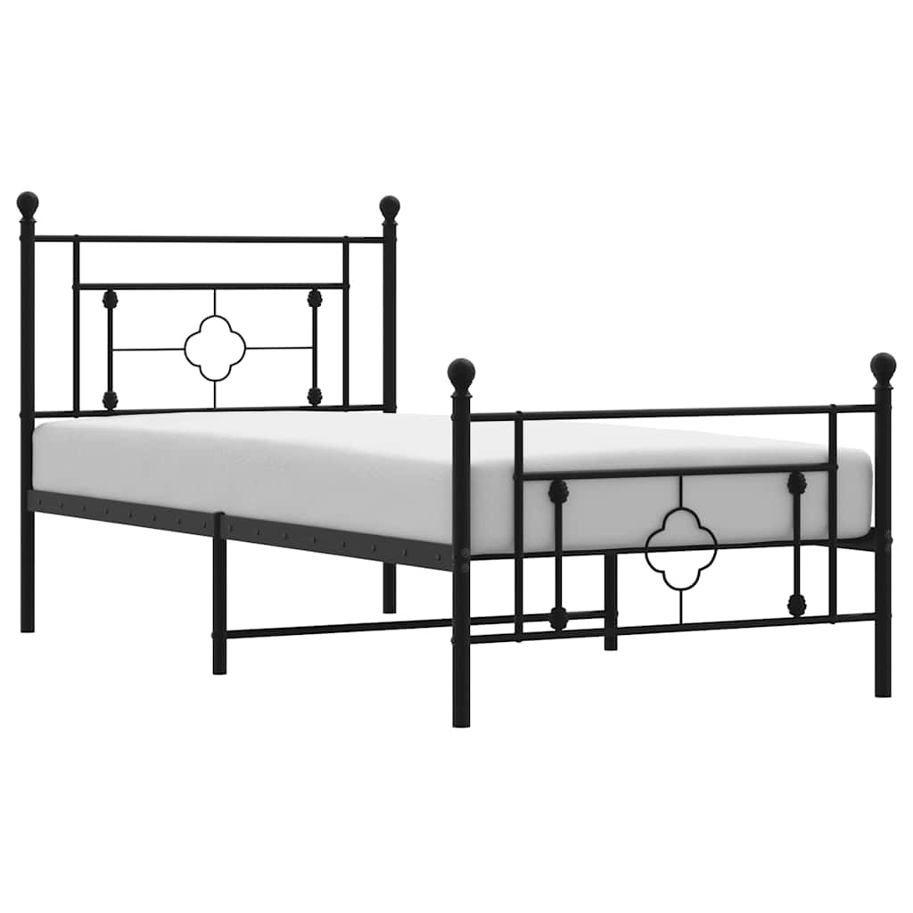 Bed Frame Black Steel Single Bed Frame Rectangular Modern